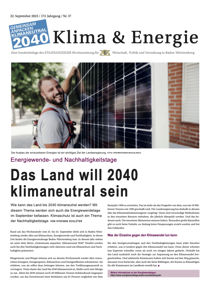 Sonderveröffentlichung Klima & Energie Titelseite